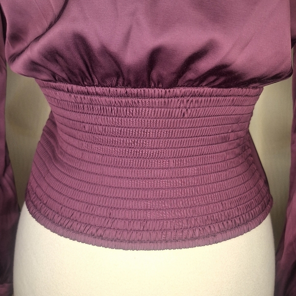Abercrombie & Fitch Satin Long Puffed Sleeve Top Size M - Picture 6 of 10